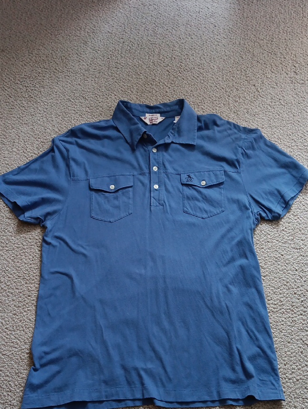 Mens Penguin Blue Polo Shirt - XL